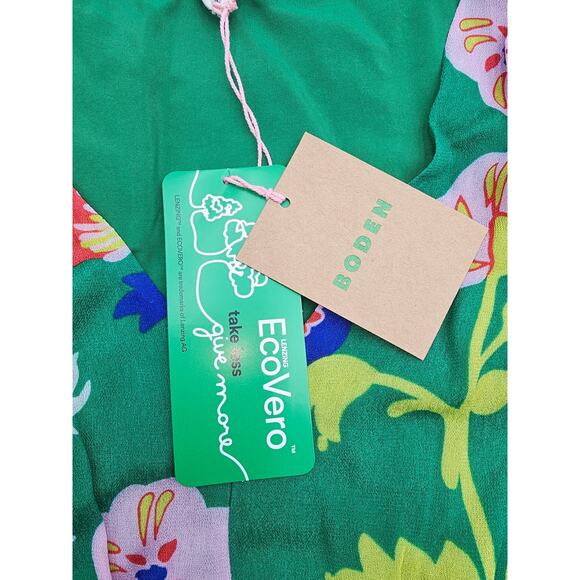 Boden Women's 6P V-Neck Puff Maxi Dress Green Tambourine Wild Flower NWT - Picture 5 of 10